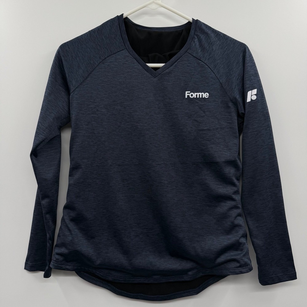 Forme Revive Ace V-Neck Long Sleeve Posture Correcting Top Heather Navy Blue M
